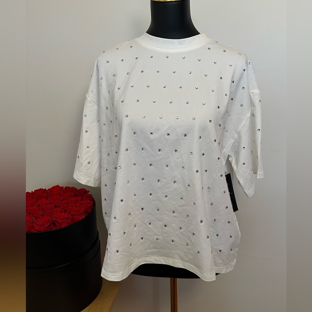 Isaac Mizrahi White Embellished Women's Top
